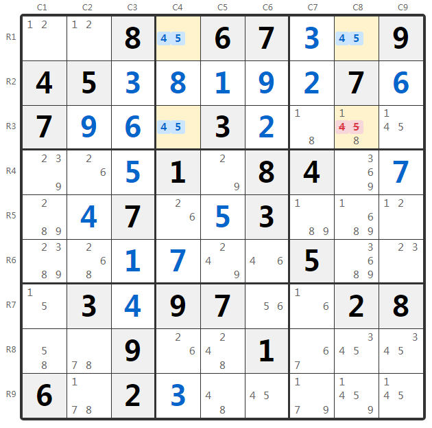 Ví dụ Unique Rectangle Type 1